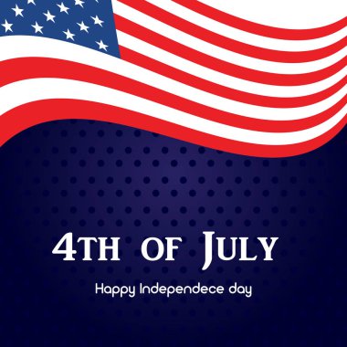 4 Temmuz. Mutlu bağımsızlık günü tebrik kartı. Vektör.