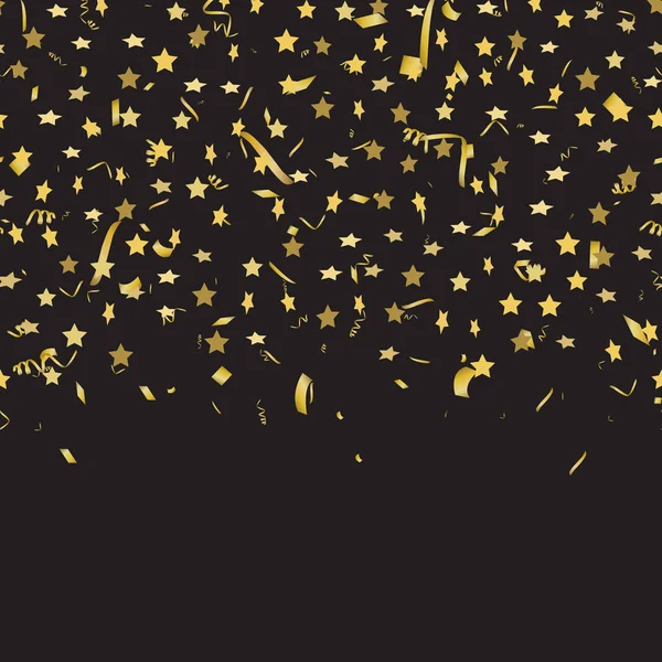 背景に落ちると金の紙吹雪星を抽象化します。ベクトル. — ストックベクタ
