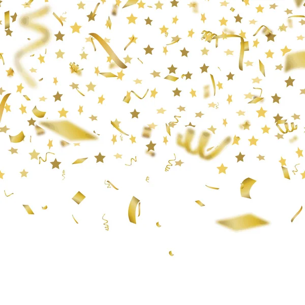 Abstrakt bakgrund med fallande guld konfetti stjärnor. Vektor. — Stock vektor