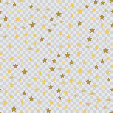 Şeffaf düşme ile sorunsuz arka plan altın konfeti yıldızlara. Vektör.