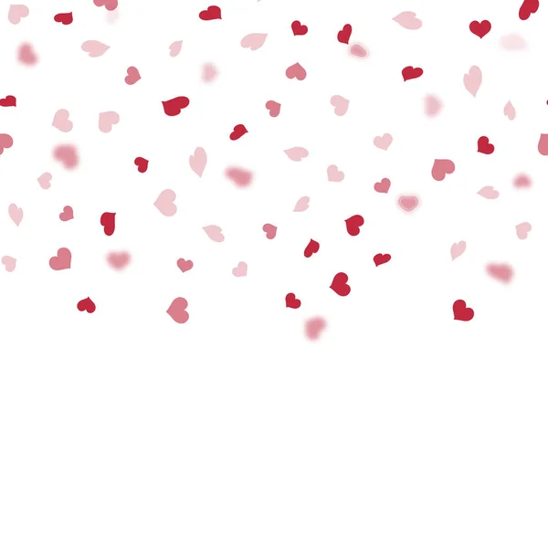 Fallende rote Herzen auf weißem Hintergrund. Vektor. — Stockvektor