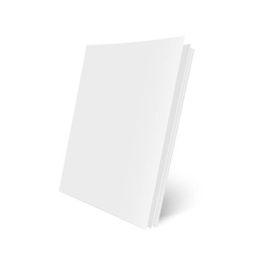 Mockup dergi, dergi, kitapçık, kartpostal, el ilanı, kartvizit veya broşür açıldı. Vektör çizim.