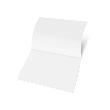 Mockup dergi, dergi, kitapçık, kartpostal, el ilanı, kartvizit veya broşür açıldı. Vektör çizim.