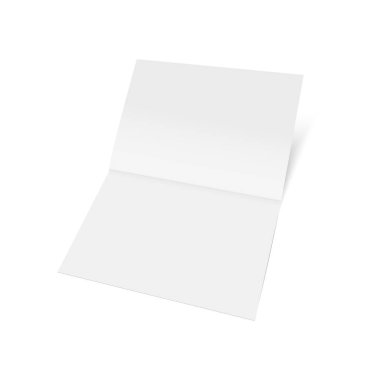 Mockup dergi, dergi, kitapçık, kartpostal, el ilanı, kartvizit veya broşür açıldı. Vektör çizim.