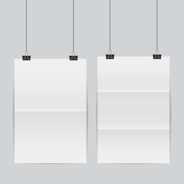 Beyaz poster klasörde asılı. Vektör illüstrasyonu.