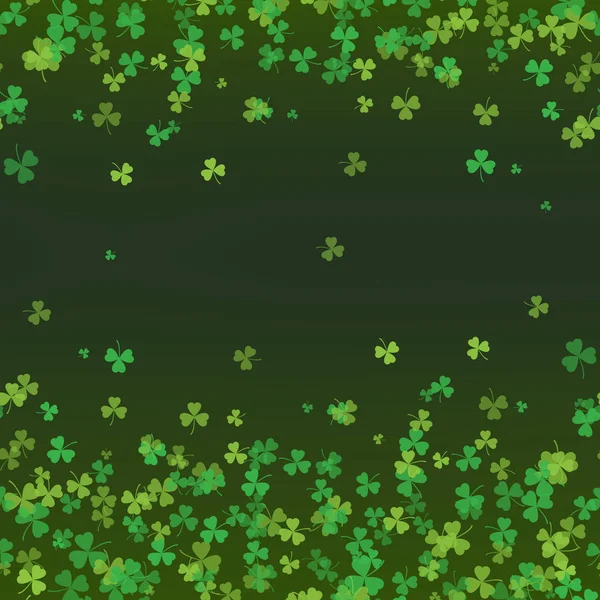 Saint Patrick's Day frame met groene boom blad klaverblaadjes op zwarte achtergrond. Vector — Stockvector