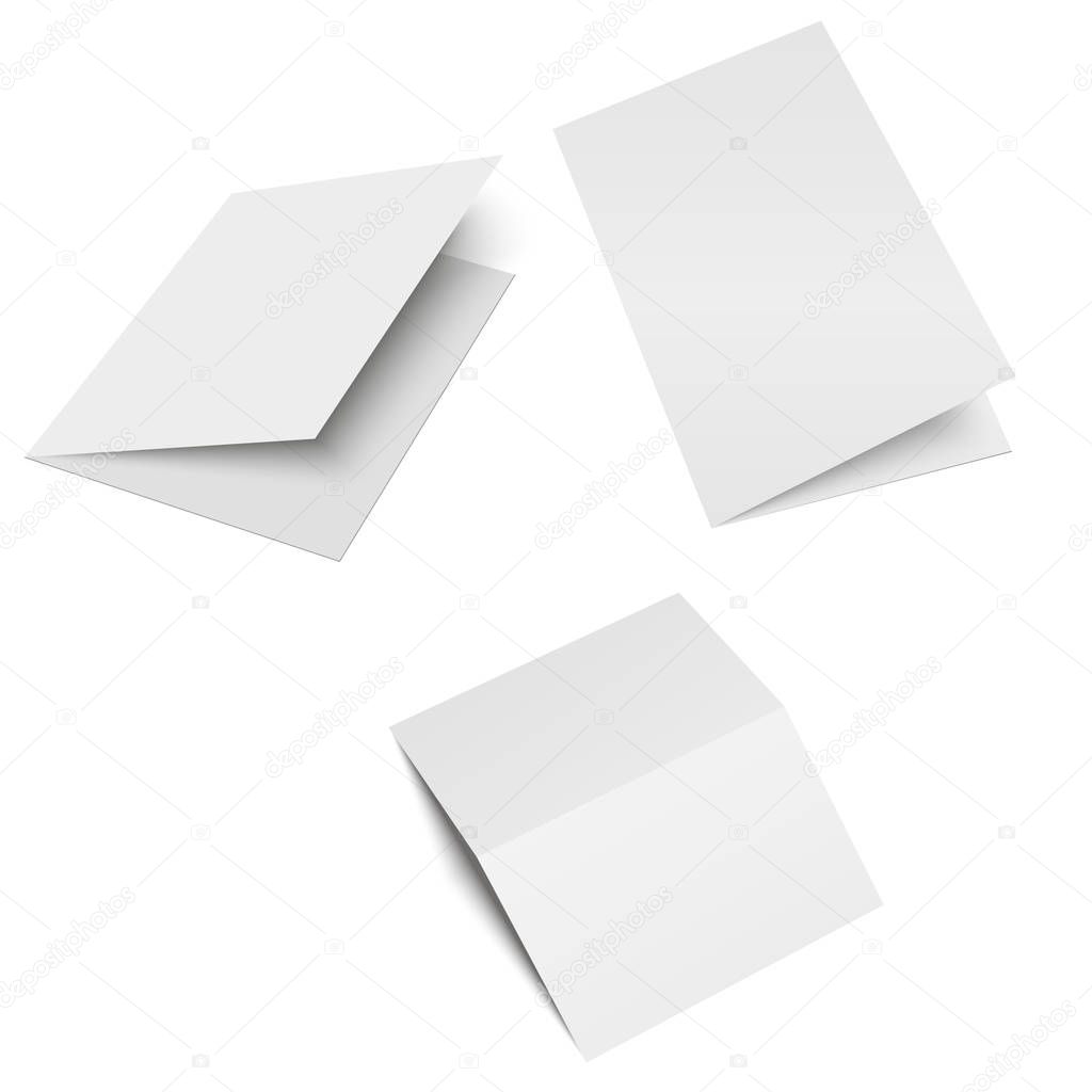 Half-fold brochure blank white template for mock up and presentation design. Vector.