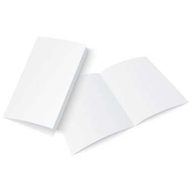 Açık dergi, günlük, kitapçık, kartpostal, el ilanı, kartvizit veya broşür kadar alay et. Vektör.