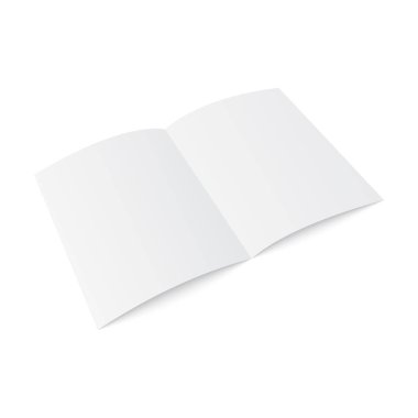Açık dergi, günlük, kitapçık, kartpostal, el ilanı, kartvizit veya broşür kadar alay et. Vektör.