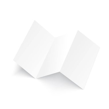 Katlanmış boş üç kat kağıt broşür, el ilanı, dosya kâğıdı. Vektör çizim.