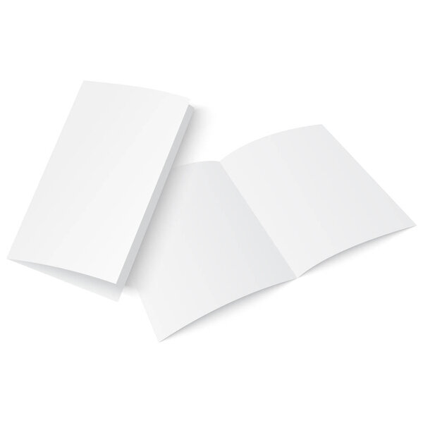 Mock up opened magazine, journal, booklet, postcard, flyer, business card or brochure . Vector.