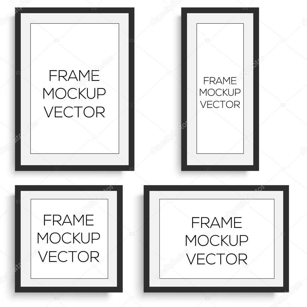 Realistic horizontal and vertical black photo frame. Vector