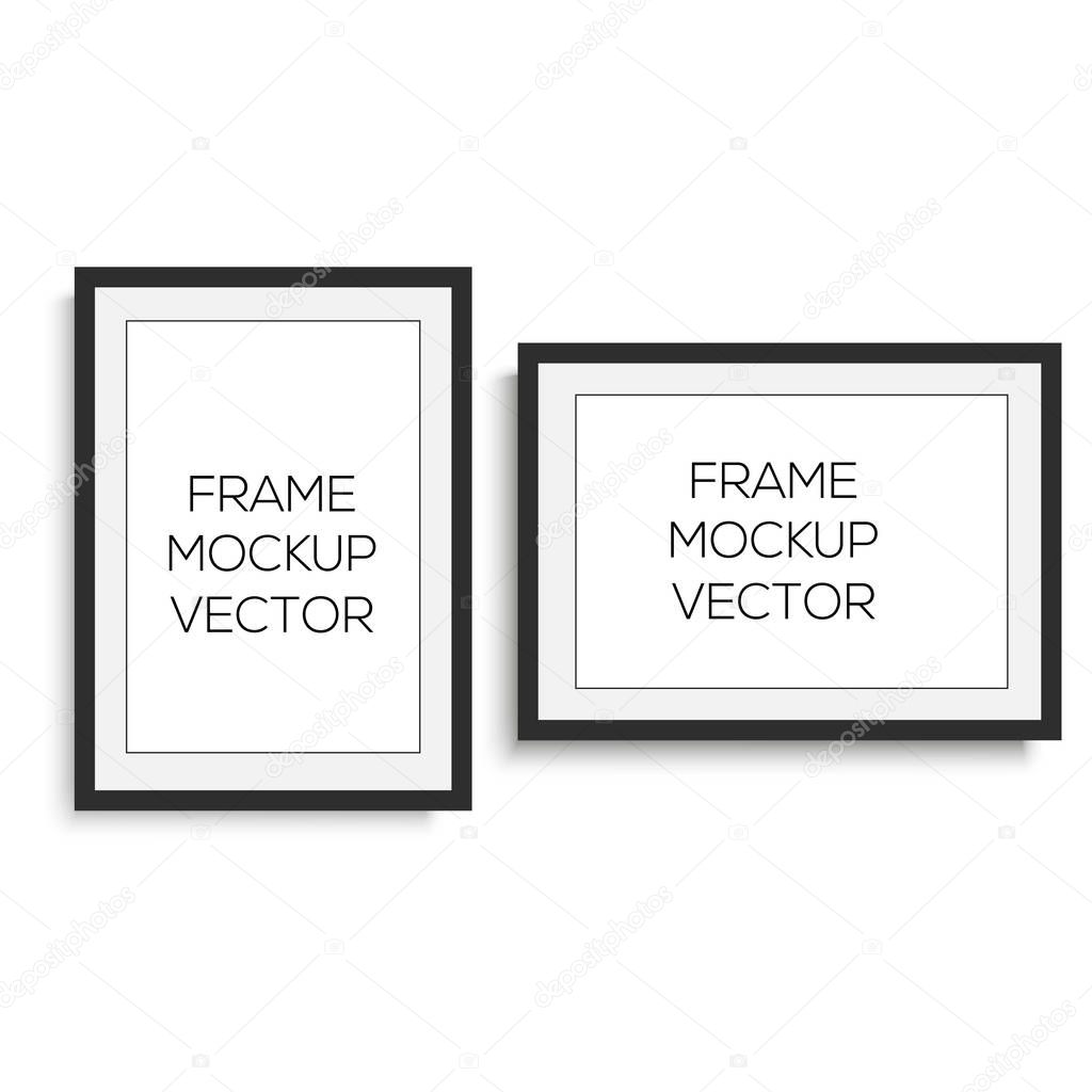 Realistic horizontal and vertical black photo frame. Vector