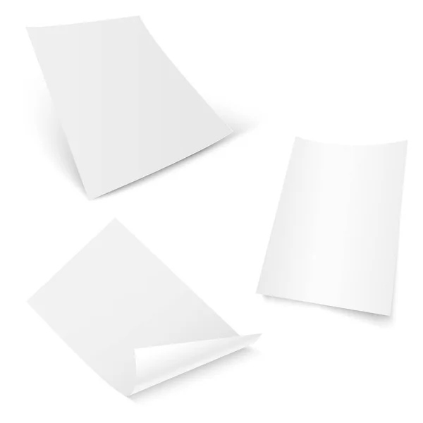 3d Flyer Curved Corner Paper Sheet. Mock up. Vector illustration — Stock Vector