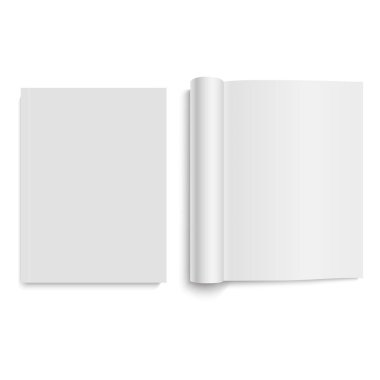 Açık ve kapalı dergi veya günlük boş. Vektör.