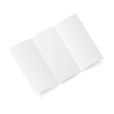 Katlanmış boş üç kat kağıt broşür, el ilanı, dosya kâğıdı. Vektör çizim.