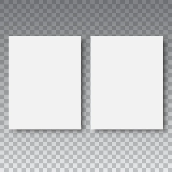 Dokument white paper, samostatný s měkký stín na průhledném pozadí. Vektorové ilustrace. — Stockový vektor