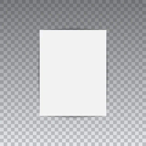 Carta bianca isolata con sfumatura morbida su sfondo trasparente. Illustrazione vettoriale . — Vettoriale Stock