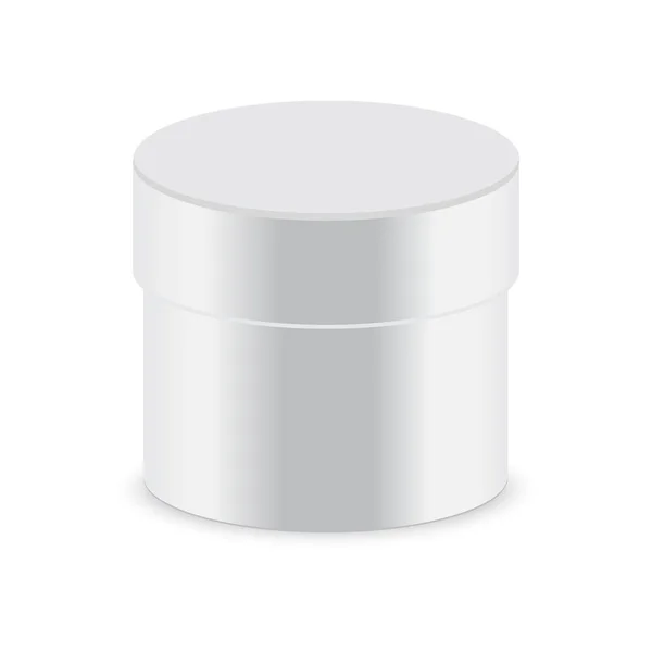 Embalaje de caja cerrada redonda blanca. Ilustración vectorial — Vector de stock