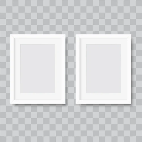 Marco de fotos blanco horizontal realista sobre fondo transparente. Vector . — Foto de Stock