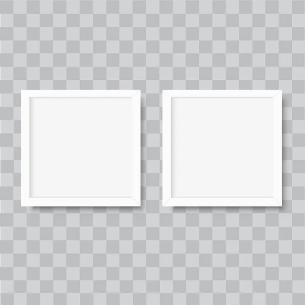 Cadre photo réaliste carré blanc sur fond transparent. Vecteur — Image vectorielle