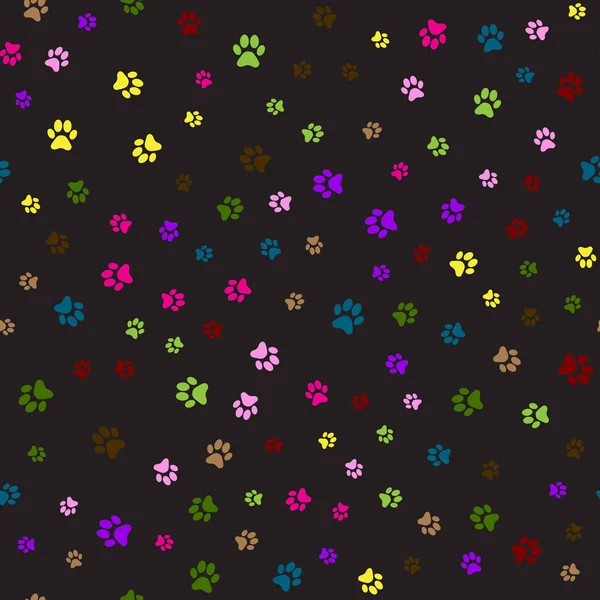 Seamless pattern with colorful animal foot prints. Vector. — Stock Vector