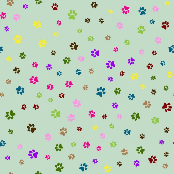 Seamless pattern with colorful animal foot prints. Vector. — Stock Vector