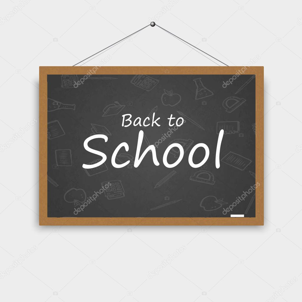 Back to school greeting card with hand written text. Vector.