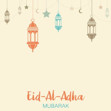 İslam kurban Festivali Eid Al Kurban Bayramı mübarek tebrik kartı vektör arka plan
