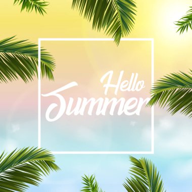 Yaz satış arka plan palmiye ağacı ile bırakır. Vektör