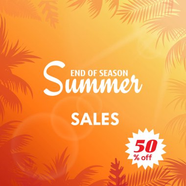 Yaz satış arka plan palmiye ağacı ile bırakır. Vektör