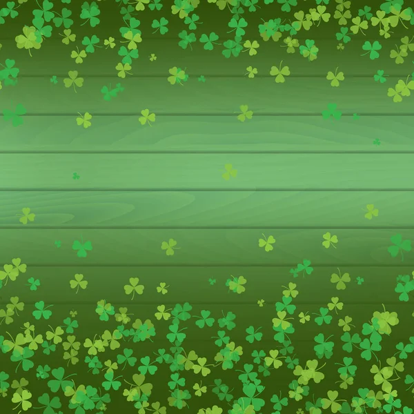 День святого Патрика рамка с зелеными листьями клевера на зеленом фоне. Вектор — стоковый вектор
