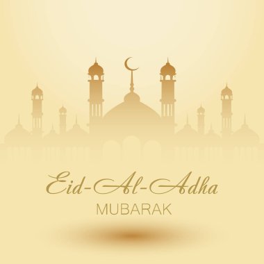 Yardım Al Adha tebrik kartı şablonu Camii. Vektör
