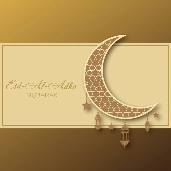 Ajuda Al Adha cartão modelo ornamentos árabes. Vetor — Vetor de Stock