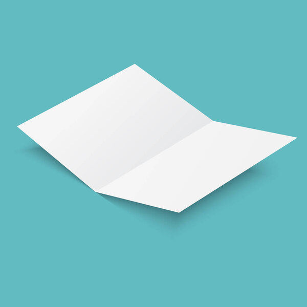 Mockup opened magazine, journal, booklet, postcard, flyer, business card or brochure . Vector.