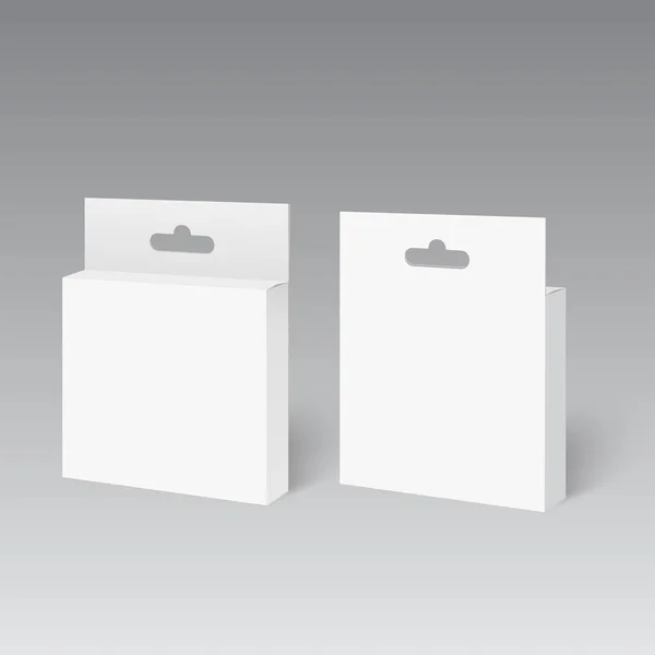 White Product Package Box mit Hang Slot. Attrappe auf. Vektor — Stockvektor