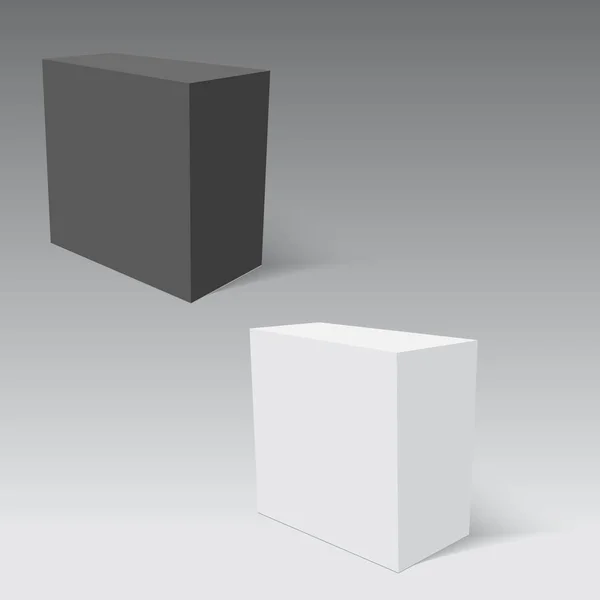 Caja cerrada de cartón blanco y negro. Vector — Archivo Imágenes Vectoriales