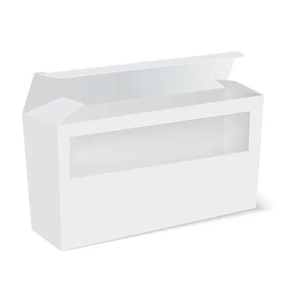 Caja de paquete de producto blanco con ventana. Vector — Archivo Imágenes Vectoriales