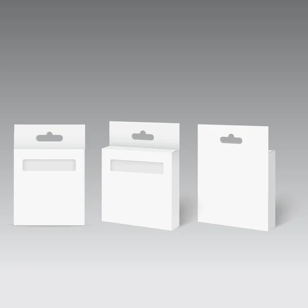 Boîte de paquet de produit blanc avec la fente de suspension. Vecteur — Image vectorielle