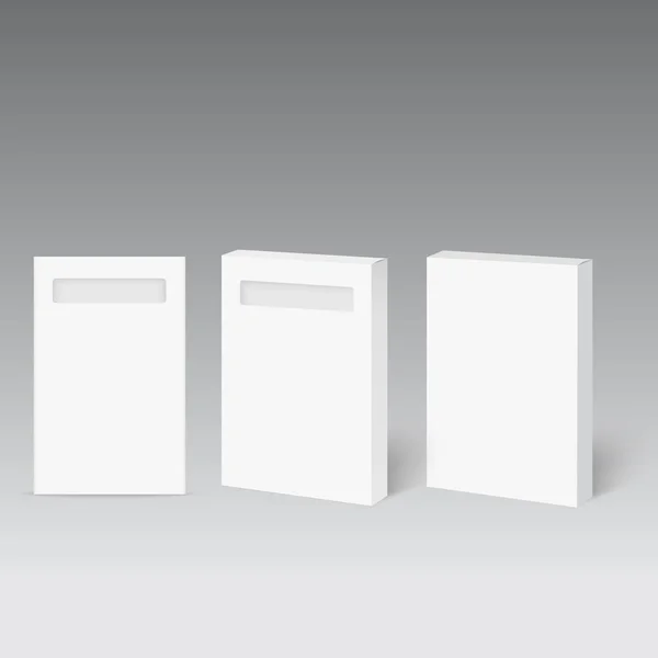 Άσπρο προϊόν συσκευασία κουτί με παράθυρο. Διάνυσμα. — Διανυσματικό Αρχείο