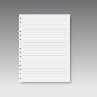 Gerçekçi sarmal yatay çizgili defter. Vektör.