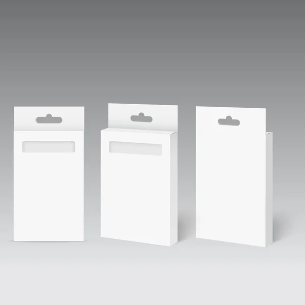 White Product Package Box with Hang Slot. Вектор — стоковый вектор