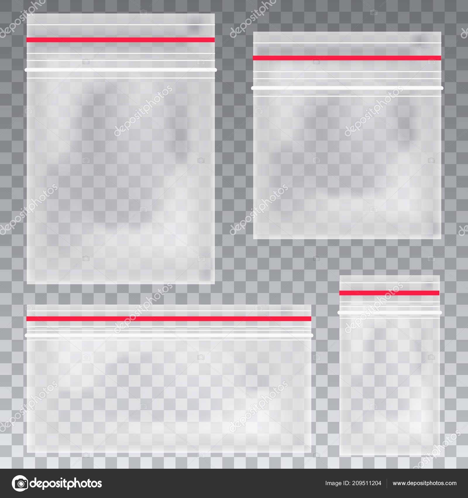 Vector Illustration Ziplock Bag Vector Empty Transparent Plastic