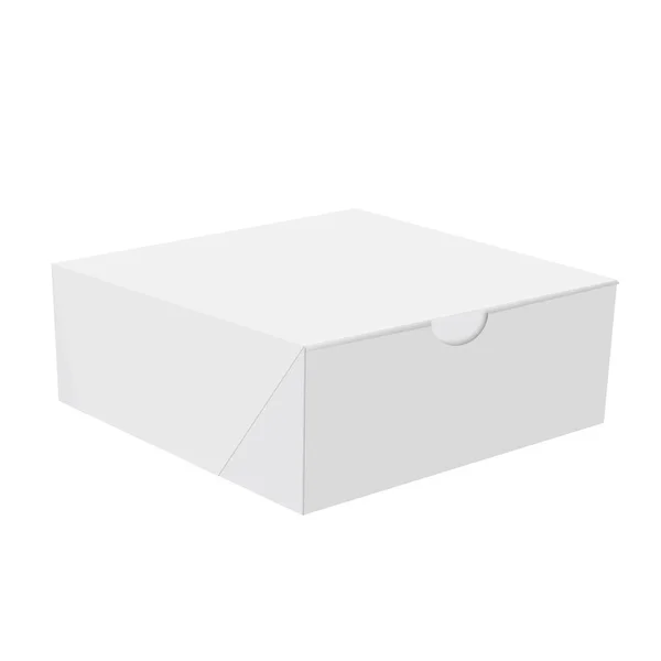 Caixa de presente quadrado de papelão branco em branco. Vetor —  Vetores de Stock