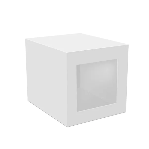 Embalaje de caja de papel en blanco con ventana de plástico. Vector — Vector de stock