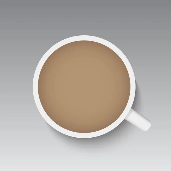 Realista vista superior xícara de café no fundo branco. Ilustração vetorial . — Vetor de Stock
