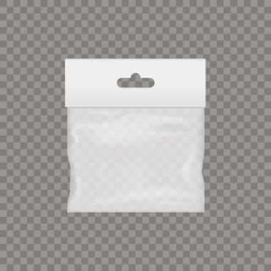 El yuvalı şeffaf plastik cep çanta boş. Vektör