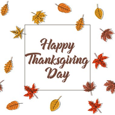 Sonbahar yaprakları ile mutlu Şükran günü. Vektör
