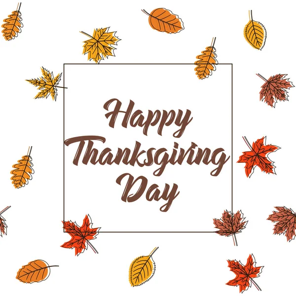 Sonbahar yaprakları ile mutlu Şükran günü. Vektör