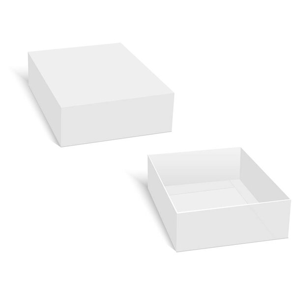 Пустая упаковка открытого картонного ящика в подарок. Вектор
